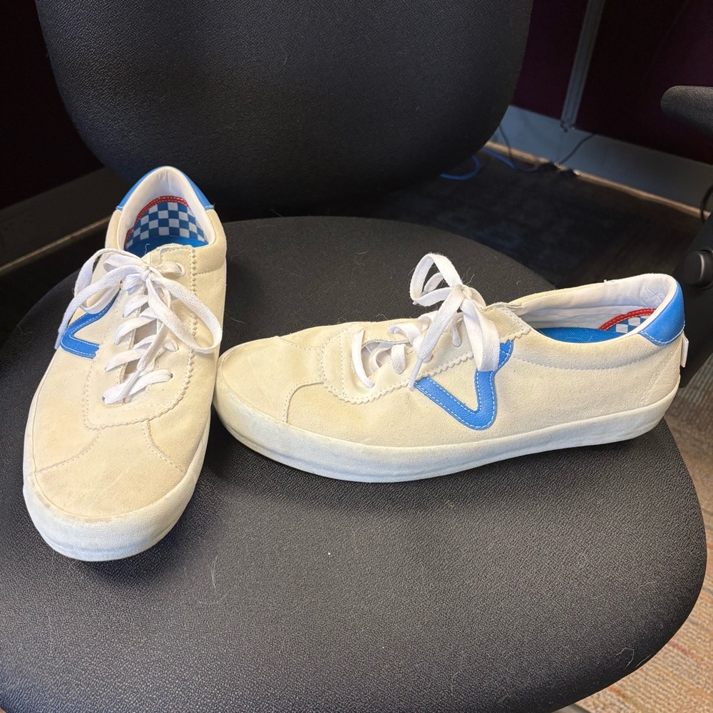 Vans Cream and Blue Low-Top Sneakers - Picture 5 of 5